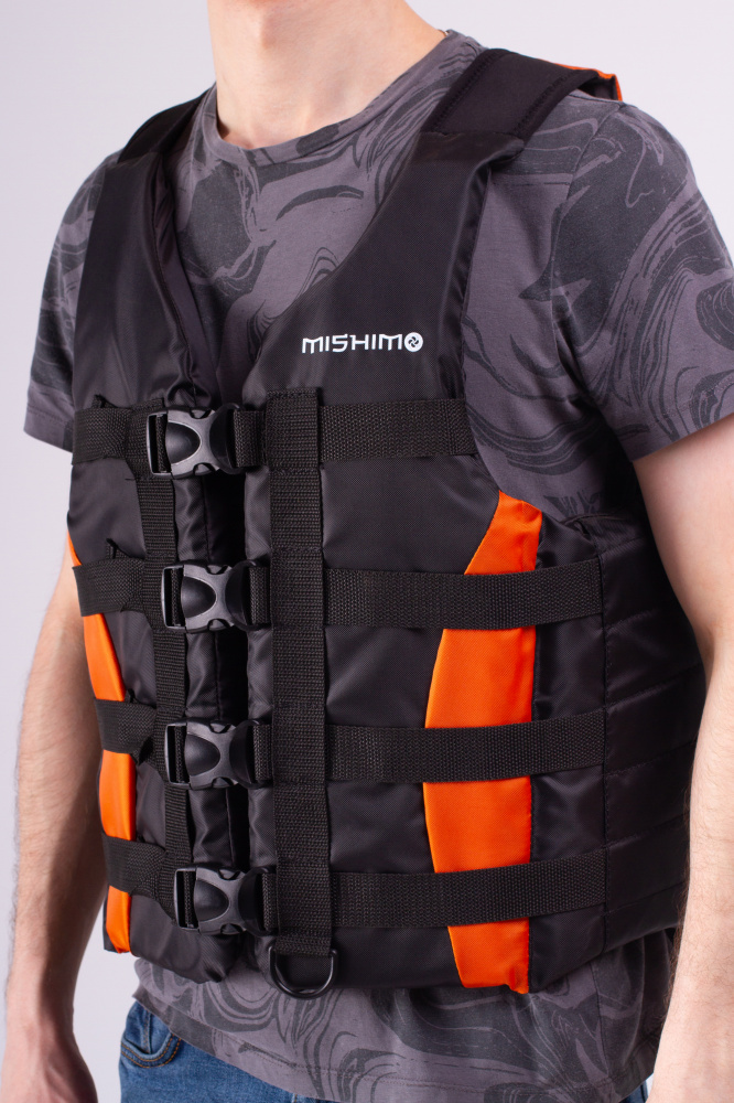 Жилет спасательный MISHIMO PRO Премиум качества Черно-оранжевый в Нальчике